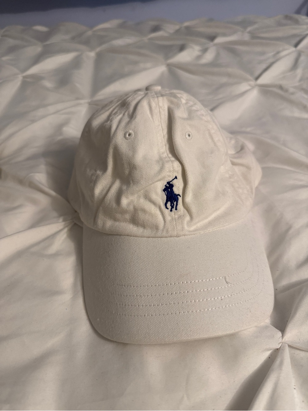 Ralph Lauren White Baseball Cap with Navy Polo Pony